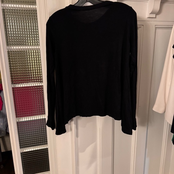 DON’T ASK WHY ITALY Long Sleeve Women's One Size Top Black Asymmetrical Hem - Picture 3 of 10